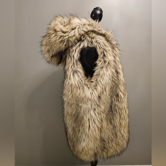 New Artizia Sunday Best Ovid Fur Fluffy Oversized Hoddie Coat Vest Jacket XS - Picture 2 of 6